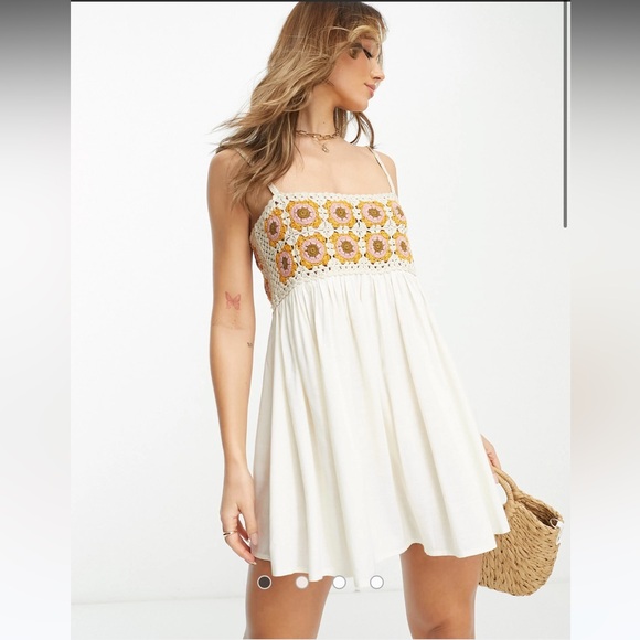 ASOS Dresses & Skirts - HOST PICK ✨ ASOS DESIGN Crochet Babydoll Mini Sundress - Size 6 🌻